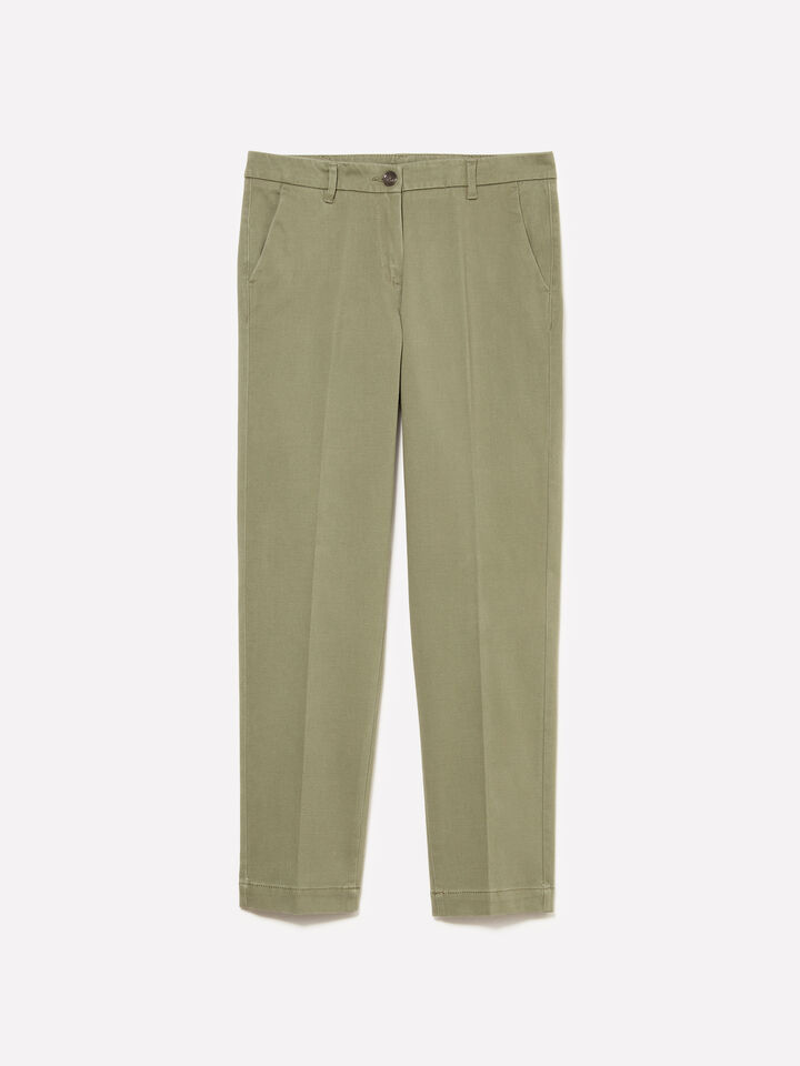 Calças chino verde escuro cigarette - calças skinny para mulher - Verde Militar | Sisley image number 5